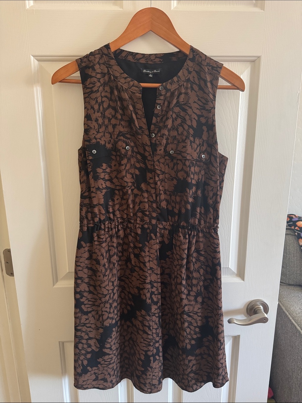 Madewell Sleeveless Brown & Black Printed Dress